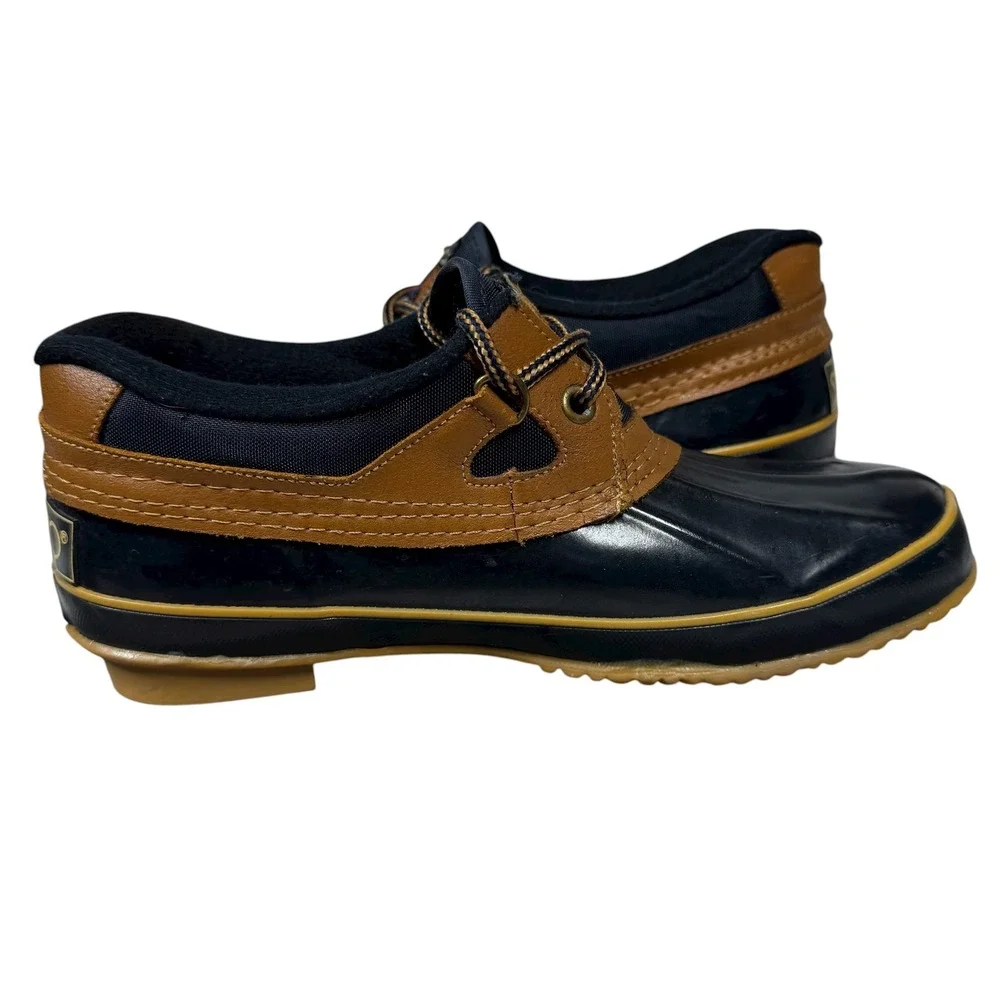 Vintage Sporto Thermolite Duck Shoes Men 8 Women 9.5 Brown Navy Blue Waterproof